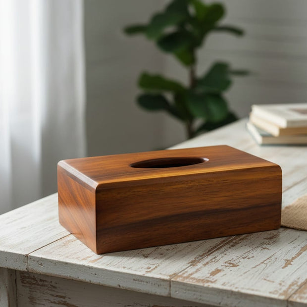 علبة مناديل خشب