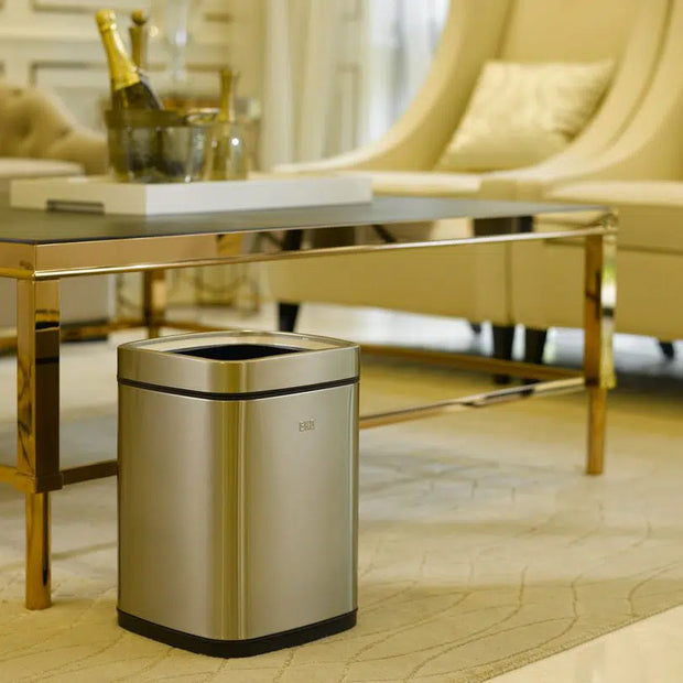 إيكو سلة مهملات سعة 9 لتر مفتوحة من الأعلى - فضي