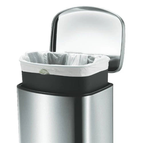 ايكو سلة مهملات استانلس مستطيلة بدال 12 لتر هيدروليك وضد البصمة موديل EK 9366