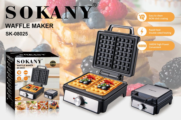 Sokany Waffle Maker 2pcs Volume 1600 Watt Model SK-08025