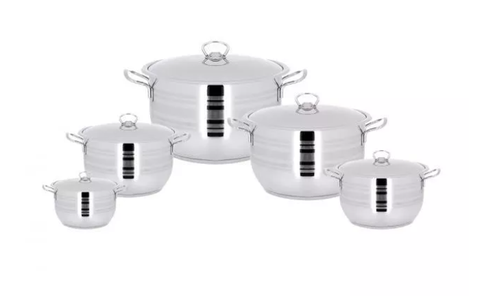 Aboud Original Cookware Set with Steel Handle (Adil) - 10 Pieces (16-30 cm) 