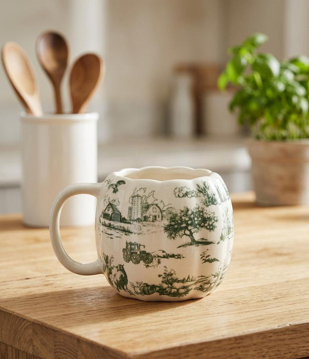 Porcelain Mug, Pumpkin Shape, Model E-01