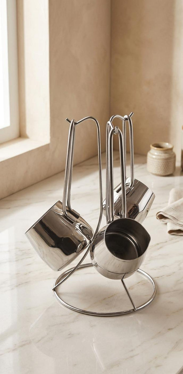 Unisteel Stainless Steel Kettle Set, 3 pieces with stand
