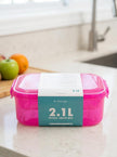 ام ديزاين لانش بوكس 2.1 لتر فوشيا كليبس شفاف - M Design Lunch Box 2.1 L