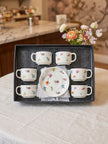12-Piece Porcelain Florentine Coffee Set with Gold Rim