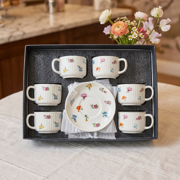 12-Piece Porcelain Florentine Coffee Set with Gold Rim