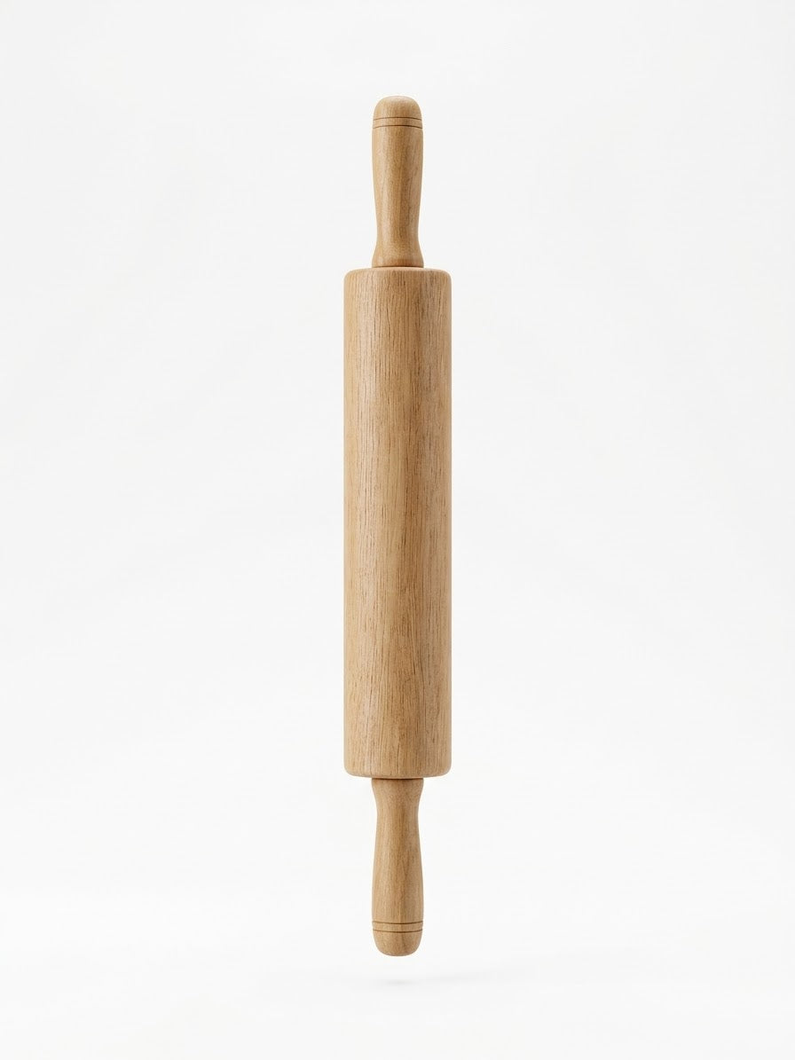 Wooden rolling pin for flattening dough