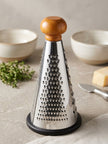 Wooden-Handled Stainless Steel Three-Sided Grater