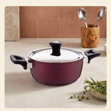 Saflon Red Pot with Stainless Lid