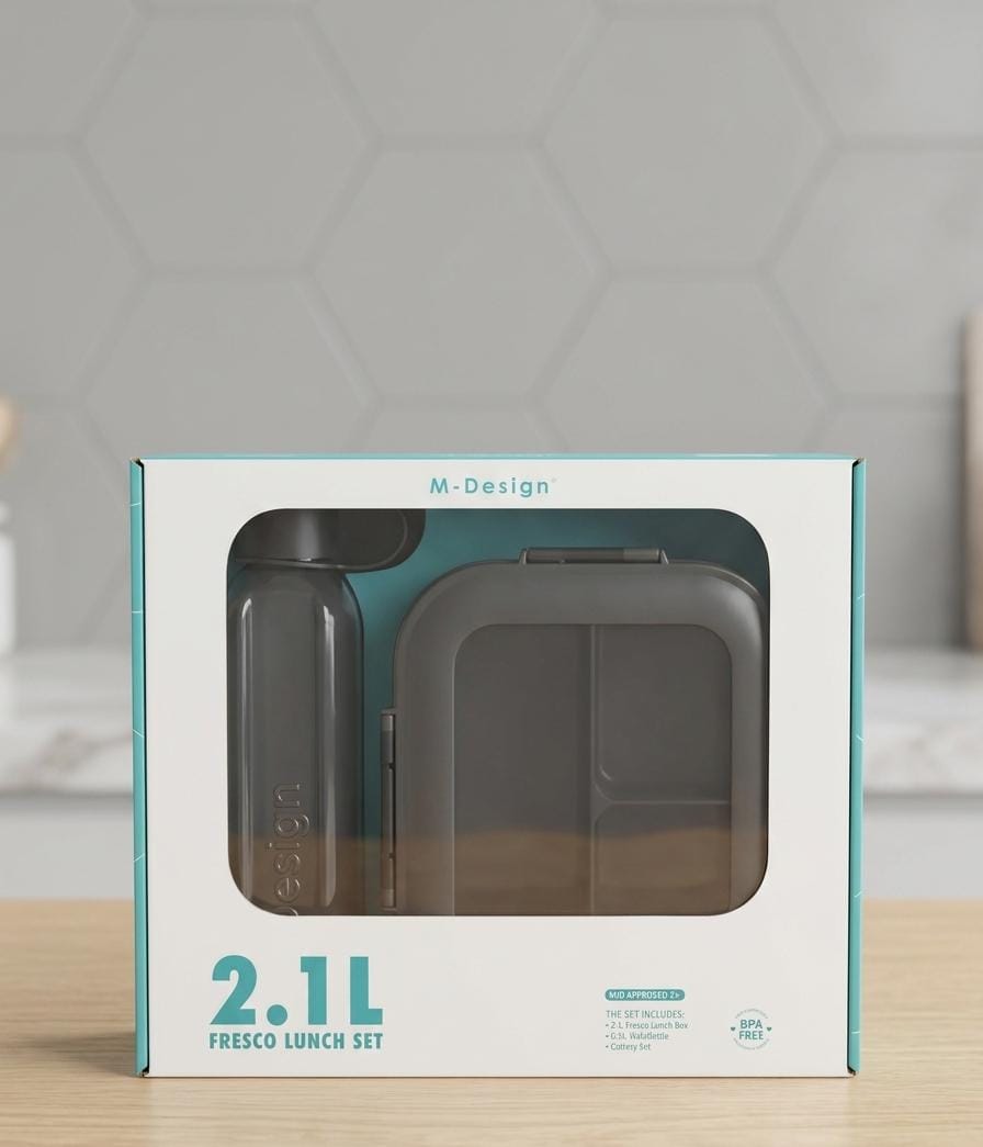 ام ديزاين طقم لانش بوكس 2.1لتر+ زجاجة 800مل - M Design 2.1Lunch Set
