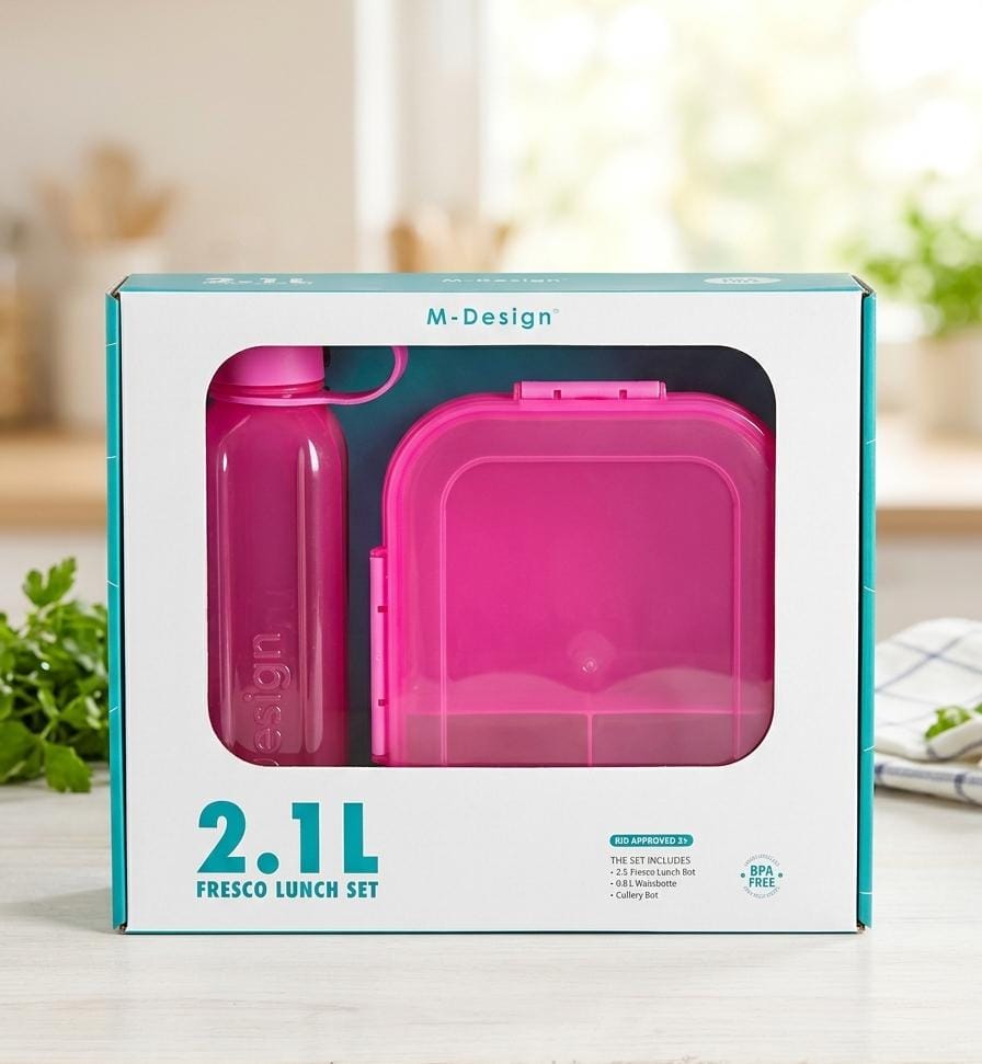 ام ديزاين طقم لانش بوكس 2.1لتر+ زجاجة 800مل - M Design 2.1Lunch Set