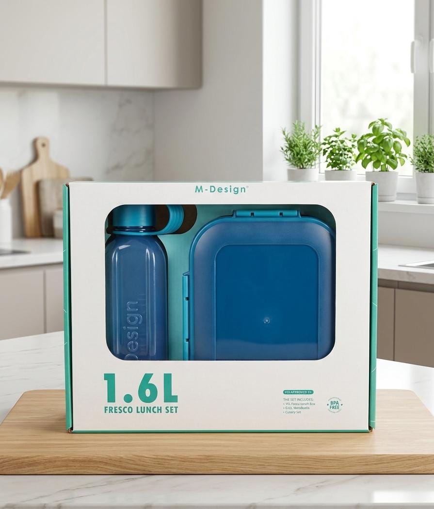 ام ديزاين طقم لانش بوكس 1.6لتر + زجاجة 650مل - M Design 2.1Lunch Set طقم طعام 3ق