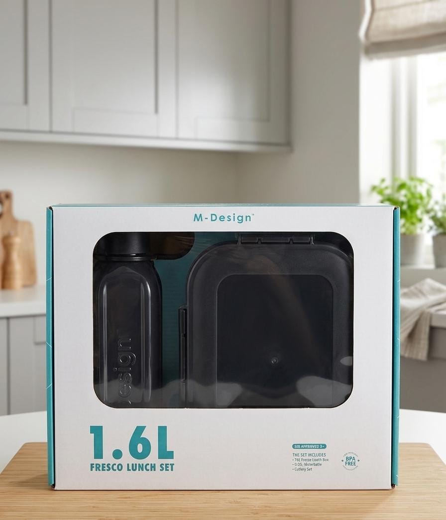 ام ديزاين طقم لانش بوكس 1.6لتر + زجاجة 650مل - M Design 2.1Lunch Set طقم طعام 3ق