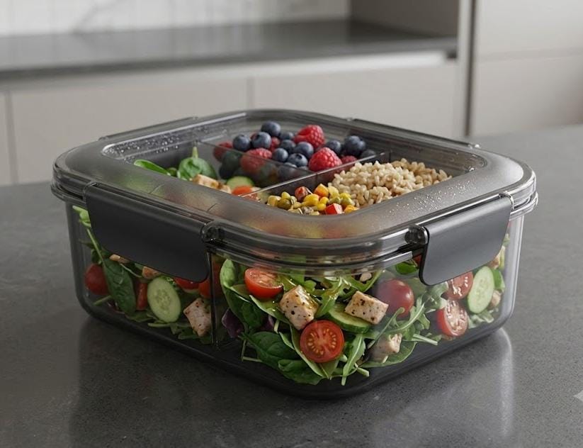ام ديزاين  عرض لانش بوكس 2.1 لتر اسود شفاف - M Design Lunch Box 2.1 L