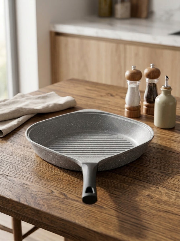 Homy Plus Die-Cast Grill, 28cm Square, Grey