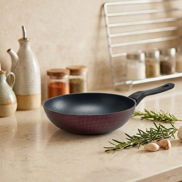 Saflon Deep Frying Pan, Red, 28 cm