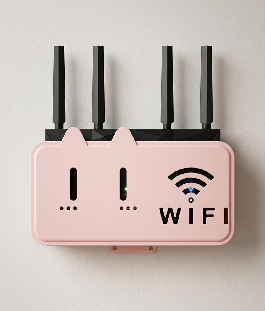 A storage box and wall-mounted bracket for a router