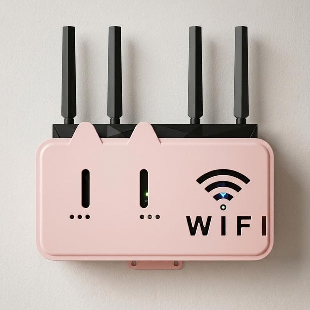A storage box and wall-mounted bracket for a router