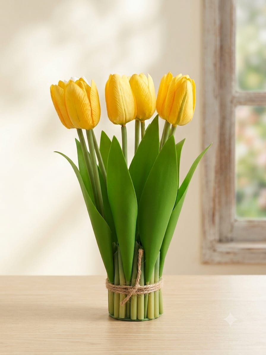 Artificial Tulip Flower Bouquet, 25 cm