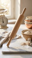 Wooden rolling pin for flattening dough