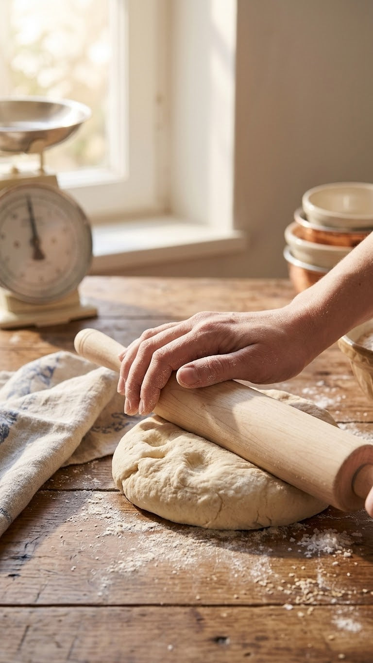 Wooden rolling pin for flattening dough