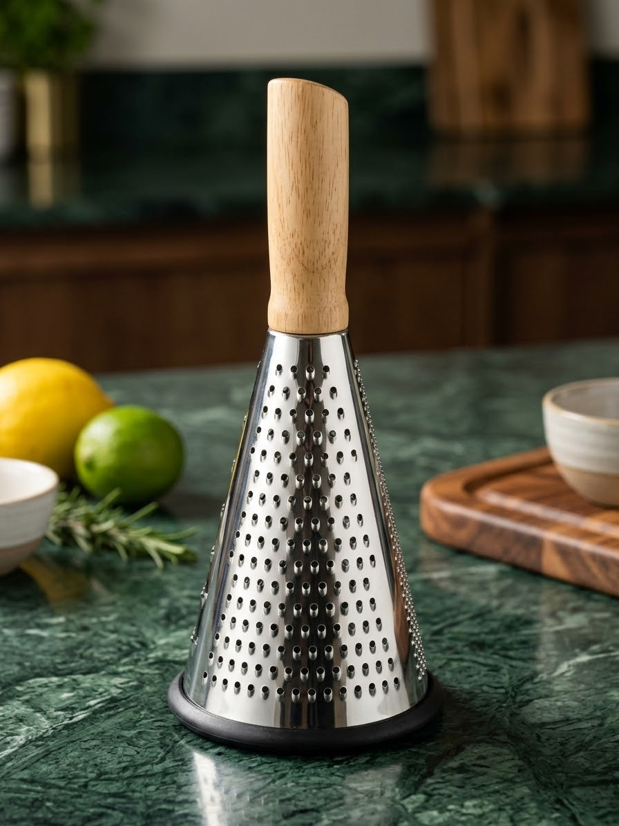 3-in-1 Stainless Steel Grater with Wooden Handle