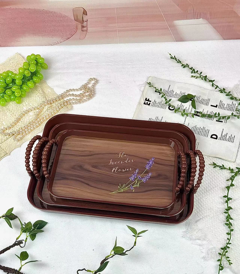 طقم صنية مستطيلة أشكال خشبى يد بابلز 3ق موديل SH-16