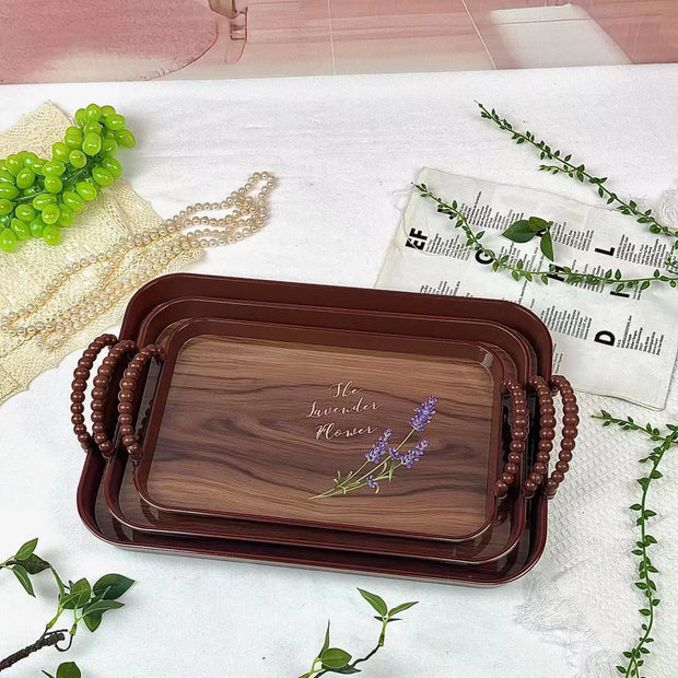 طقم صنية مستطيلة أشكال خشبى يد بابلز 3ق موديل SH-16