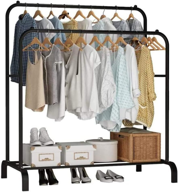 Double pole metal clothes rack