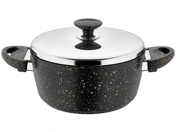 Saflon Granite Pot, Black, Sizes (18-30 cm)