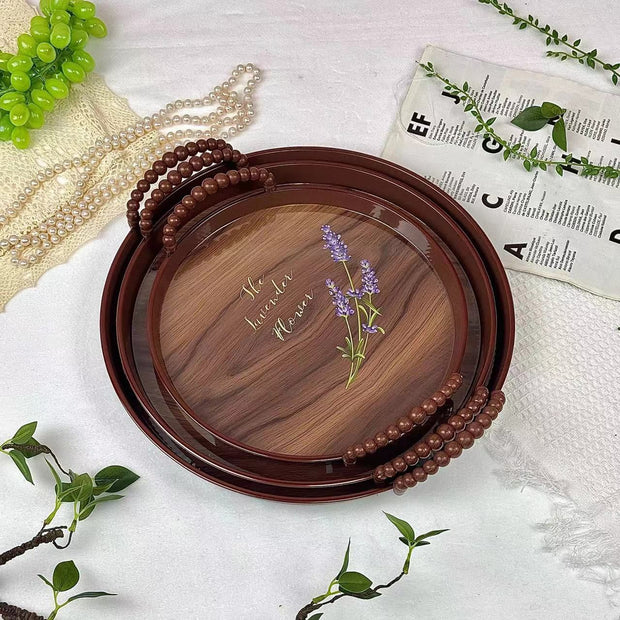 طقم صنية مستديرة أشكال خشبى يد بابلز 3ق موديل SH-48