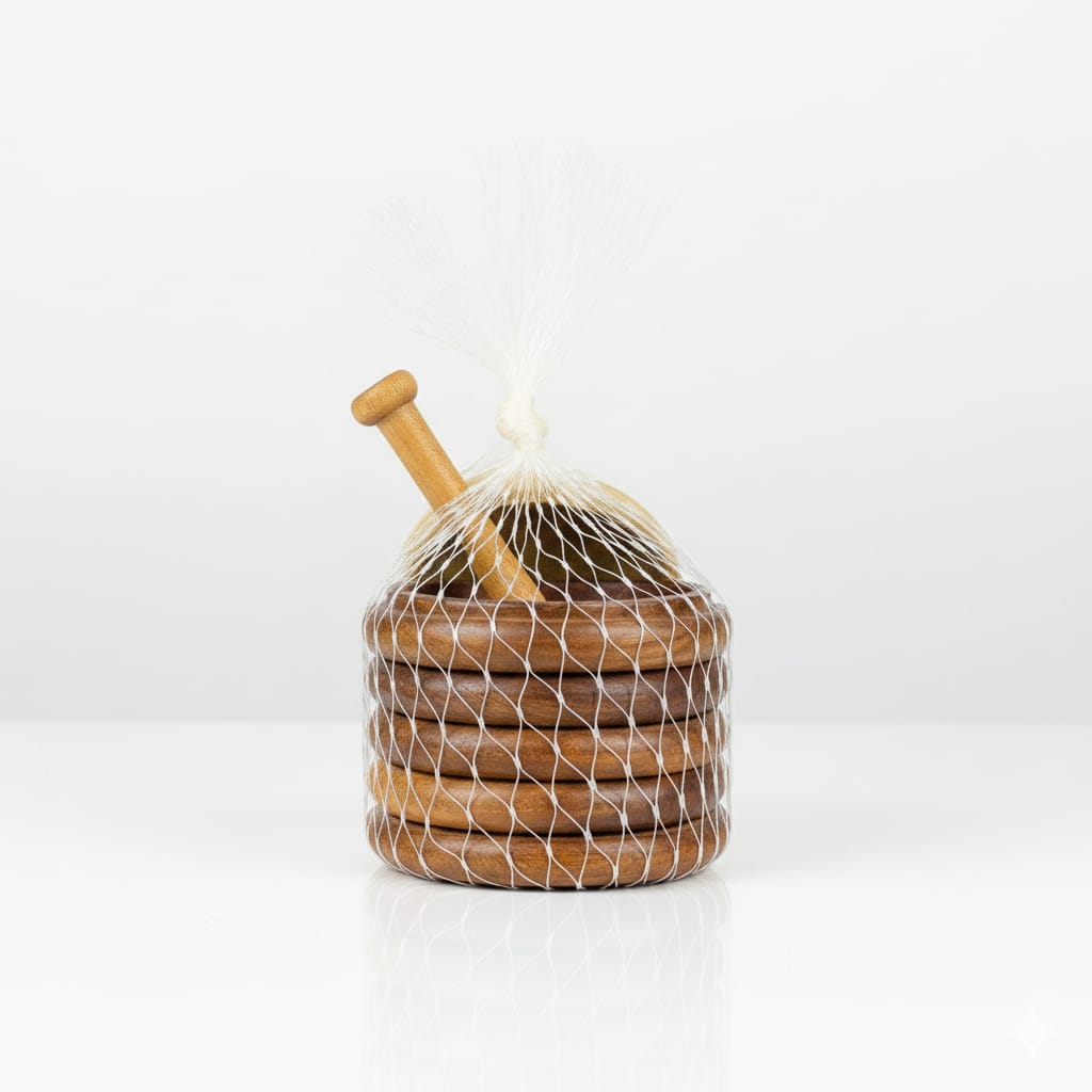 برطمان عسل خشب بالملعقة