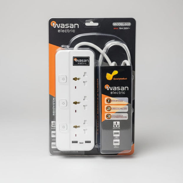 مشترك 3 عين MK + 2 USB + 1 Type C WASAN 888