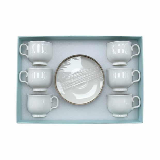 طقم فنجان قهوة بالطبق ابيض 6ق