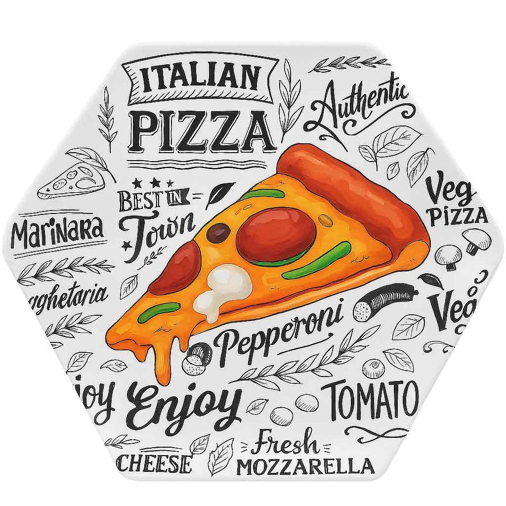 طقم بيتزا شكل سداسى Pizza Design White