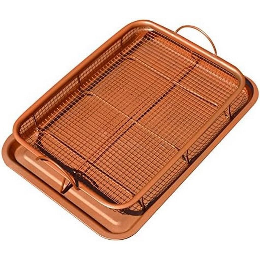 Copper Roasting Pan with Oil Draining Rack 30*20 cm