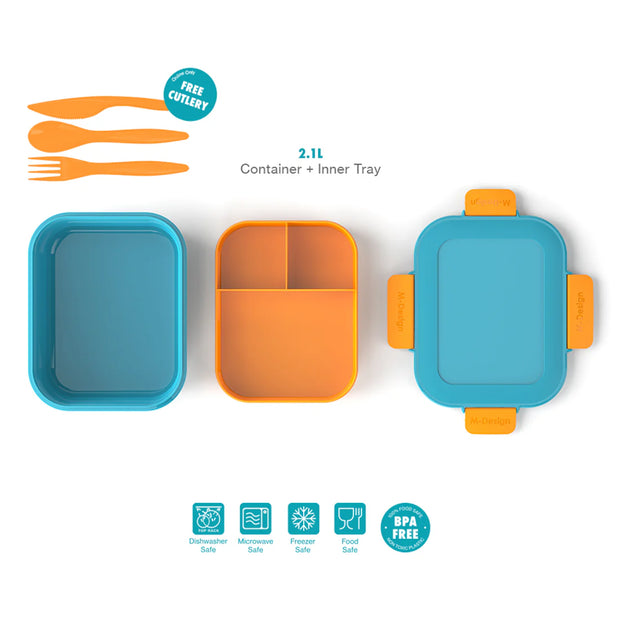 ام ديزاين لانش بوكس فريسكو 2.1 لتر - M Design Fresco™ Lunch Box 2.1 L+ Free Cutlery