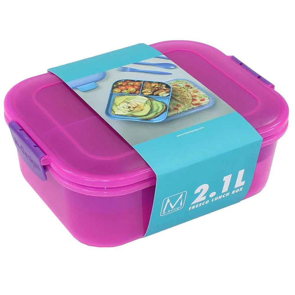 ام ديزاين  عرض لانش بوكس 2.1 لتر روز كليبس شفاف - M Design Lunch Box 2.1 L