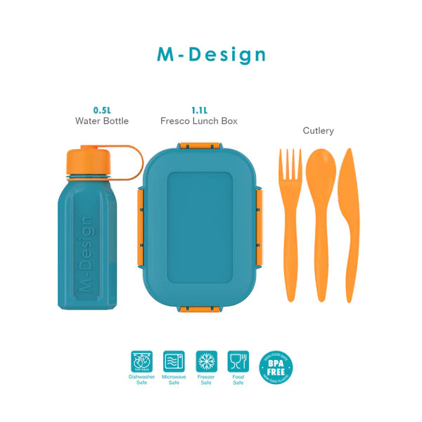 ام ديزاين طقم لانش بوكس 1.1+ زجاجة 500مل - M Design 1.1 Lunch Set + Free Matching Mug