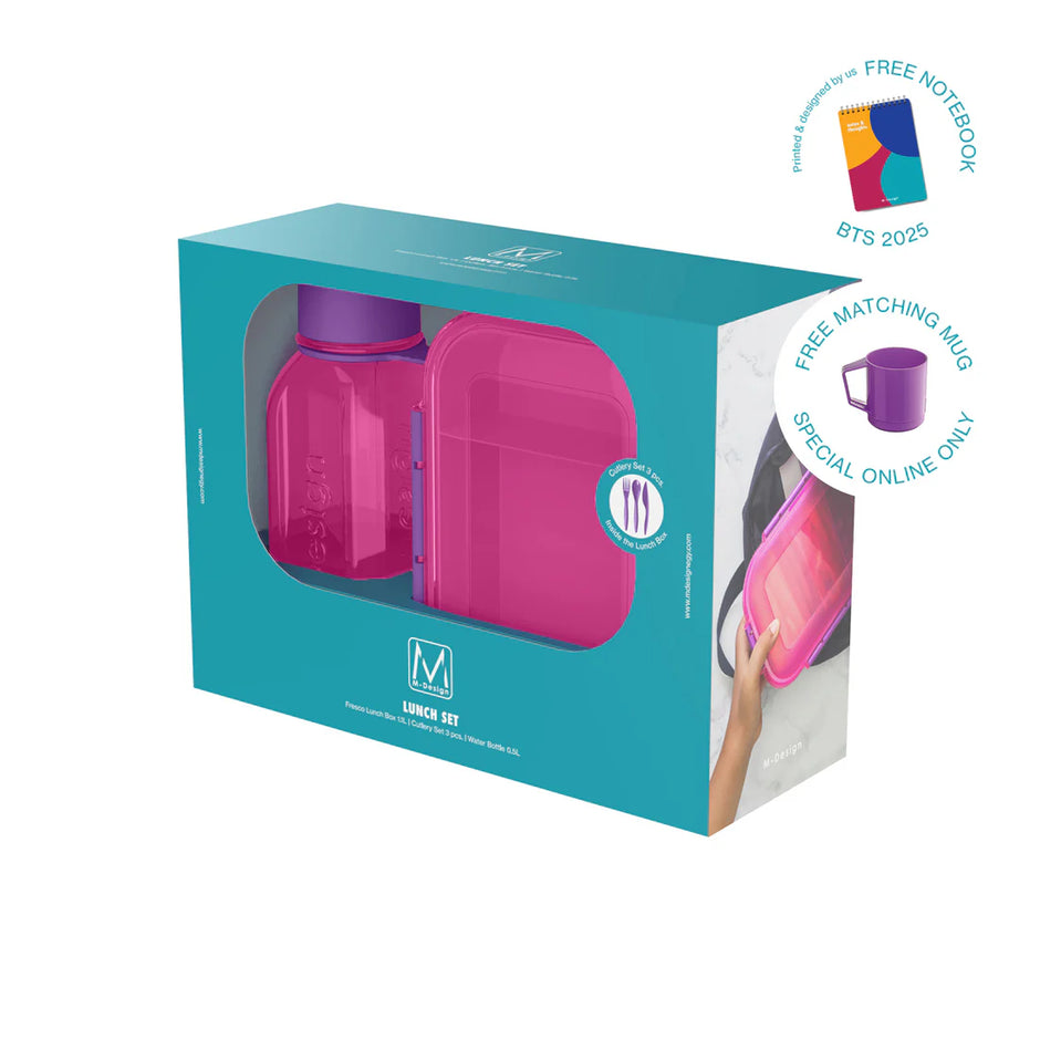 ام ديزاين طقم لانش بوكس 1.1+ زجاجة 500مل - M Design 1.1 Lunch Set + Free Matching Mug