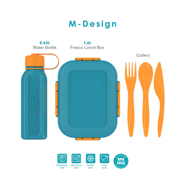 ام ديزاين طقم لانش بوكس 1.6 لتر+ زجاجة 650مل- M Design 1.6 Lunch Set + Free Matching Mug