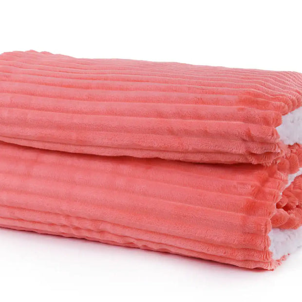 مينترا بطانية مخططة من المايكروفايبر/الشيربا مزدوجة الجوانب (220 × 180 )